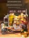 Ruojing Ruole coffee shop DIY hut handmade house wooden assembled miniature building blocks toys gift