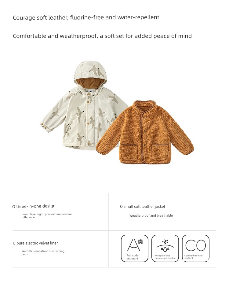 [Courage Soft Leather] Mini Bala Boys and Girls Children's Jacket Water-Repellent Plush Inner Lining Three-In-One 2026 Autumn — 5