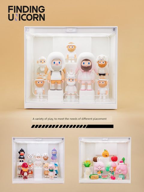 Looking for Unicorn New upgrade Box Heart Player Figure Display Box Blind Box Storage Cabinet Glowing Acrylic