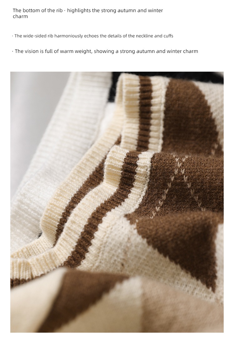The plum is ripe British college style V-neck knitting Vest
