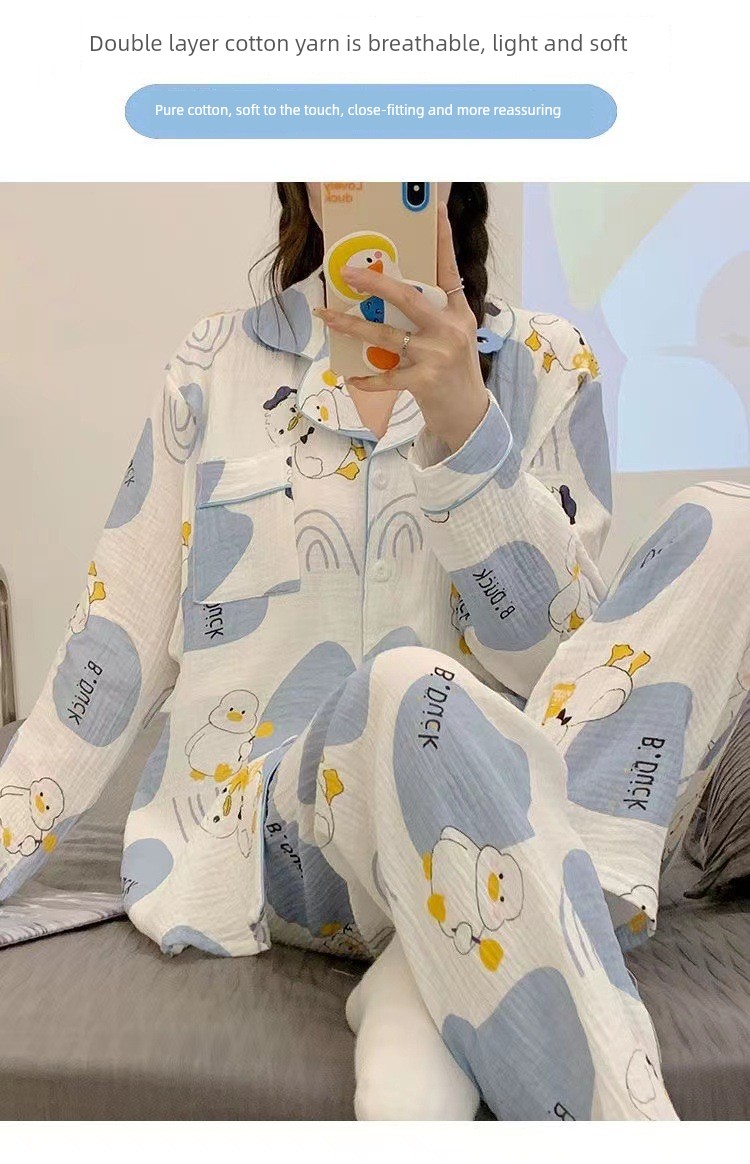 All-Cotton Maternity Pajamas for Summer, Thin Style, Postpartum Nursing, April/May, Women's Maternity Sleepwear, All-Cotton Two-Piece Set — 8