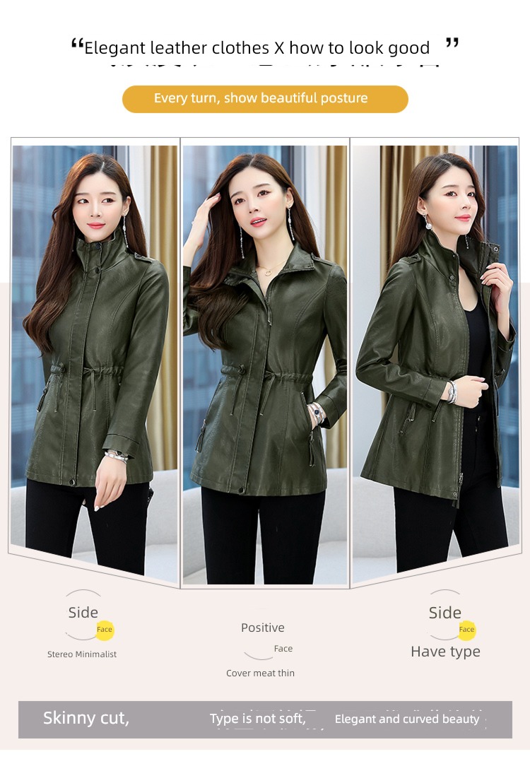 loose coat female spring and autumn Hot money winter clothes Plush thickening leather clothing