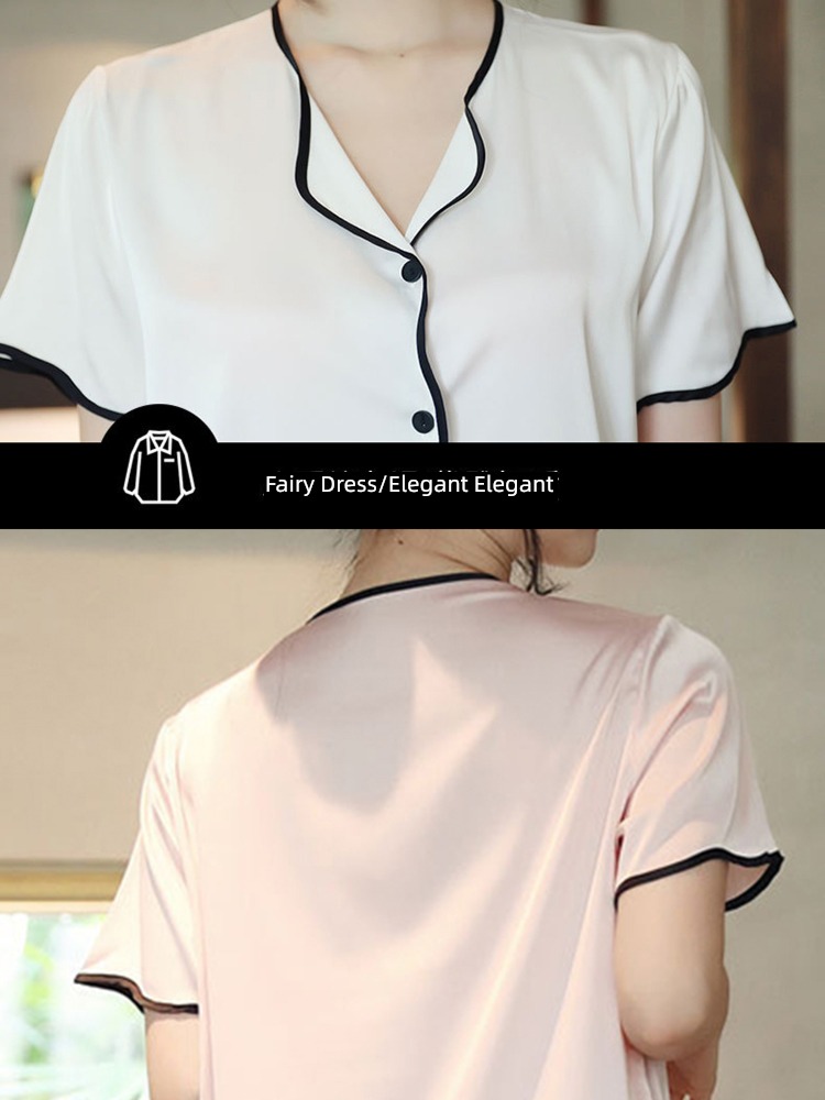 Internet celebrity Ice silk ins leisure wear Short sleeve Nightdress