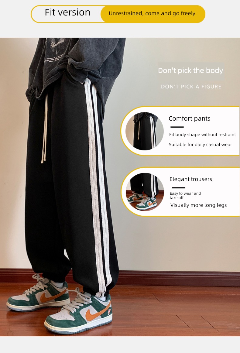 Plush Men's style Autumn and winter leisure time easy Tie one's feet trousers