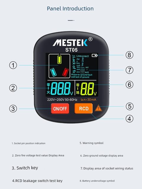 Large screen Chinese socket tester multi-function phase detector zero fire ground detector genuine electrical appliance