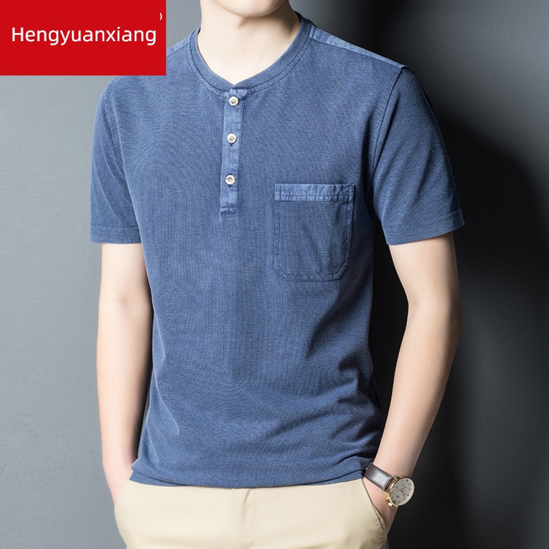 hyz  Middle aged man Real pocket Short sleeve T-shirt