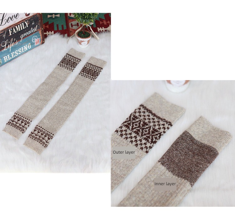 Autumn and winter ma'am keep warm wool lengthen knitting socks