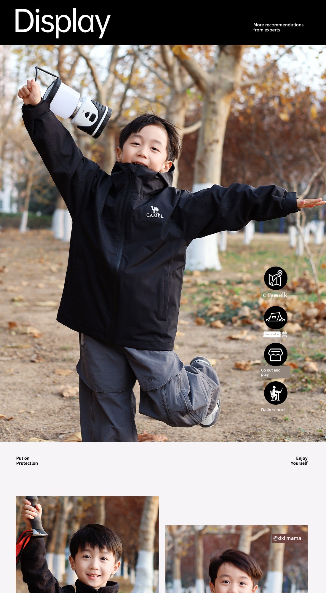 Camel Brand Children's 3-in-1 Windproof and Waterproof Mountaineering Jacket for Older Children, Parent-Child Matching Outfit, Girls' and Boys' 3-in-1 — 19