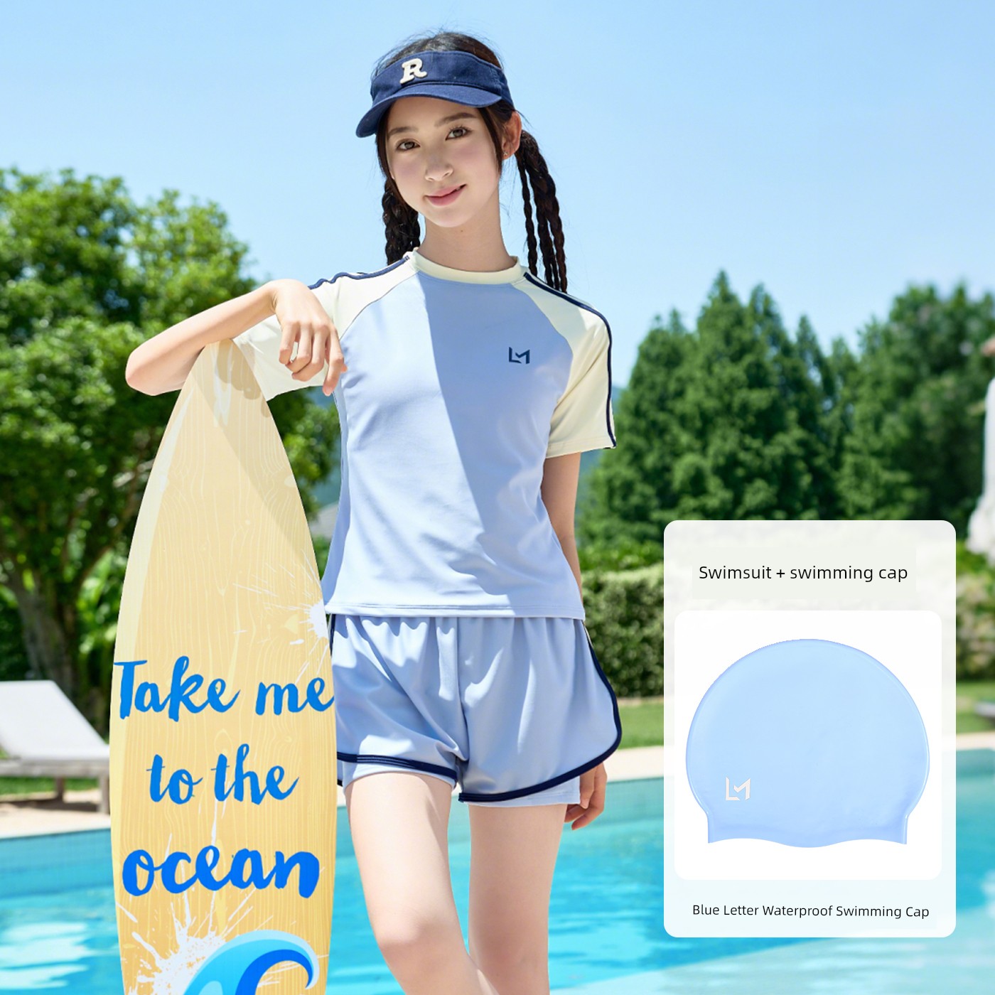 Girls' Swimsuit 2026 New Summer Model for Junior High School Girls with Chest Pads, Quick-Drying Two-Piece Swimwear for Older Children — 2