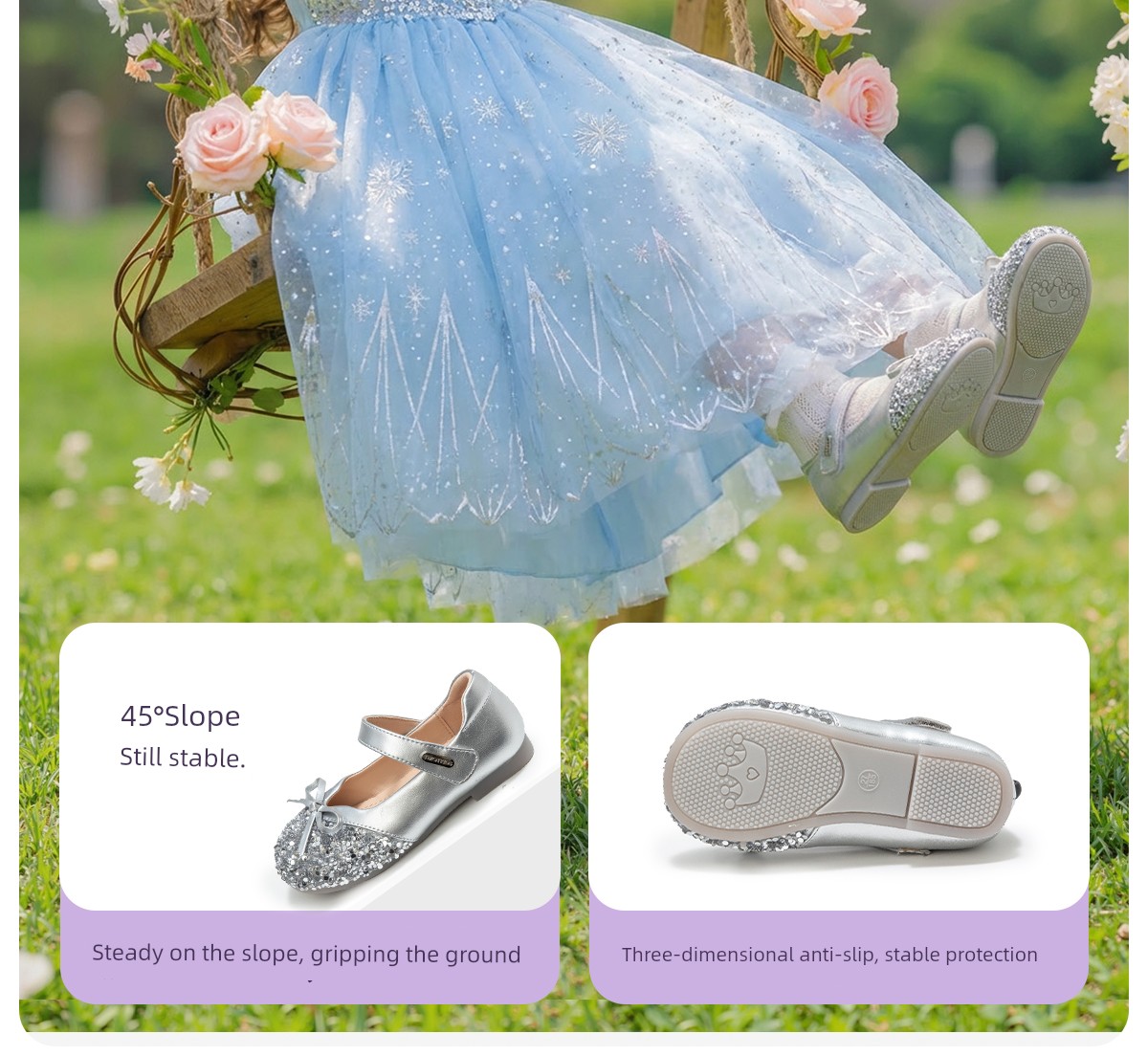 Princess Shoes for Girls, 2026 New Autumn Children's Shoes, Small Leather Shoes, Baby Crystal Shoes, Silver Soft-Soled Shoes — 11