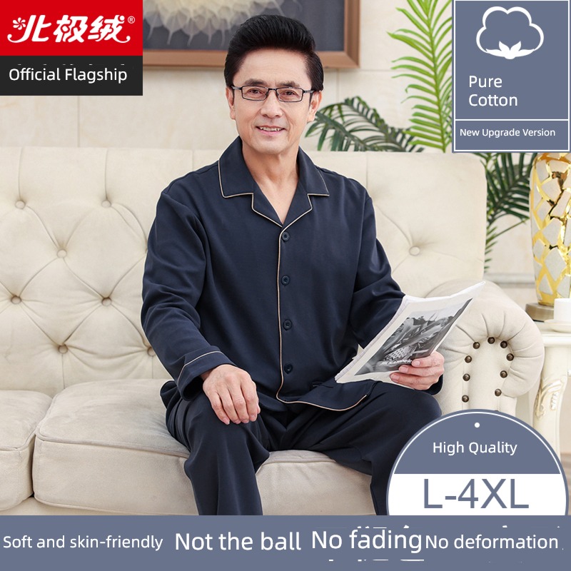 pure cotton Spring and Autumn Long sleeve Middle aged and elderly Big size pajamas
