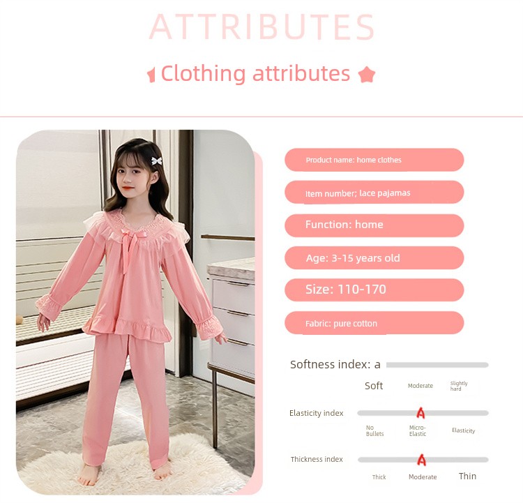 2026 New Long-Sleeved Princess-Style Autumn Home Wear Set for Older Girls, Children's Pajamas for Girls, Spring and Autumn Style — 3