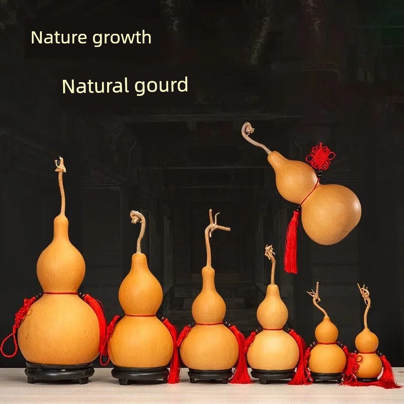 Wooden Hulu Feng Shui Decoration with Faucet for Town House Natural Bottle Gourd Hanging Decoration Real Gourd Crafts Car Living Room Decorations