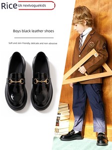 Boys' Black Leather Shoes, British Style, Casual and Stylish, Comfortable for Men, Great for Summer, Very Attractive, St