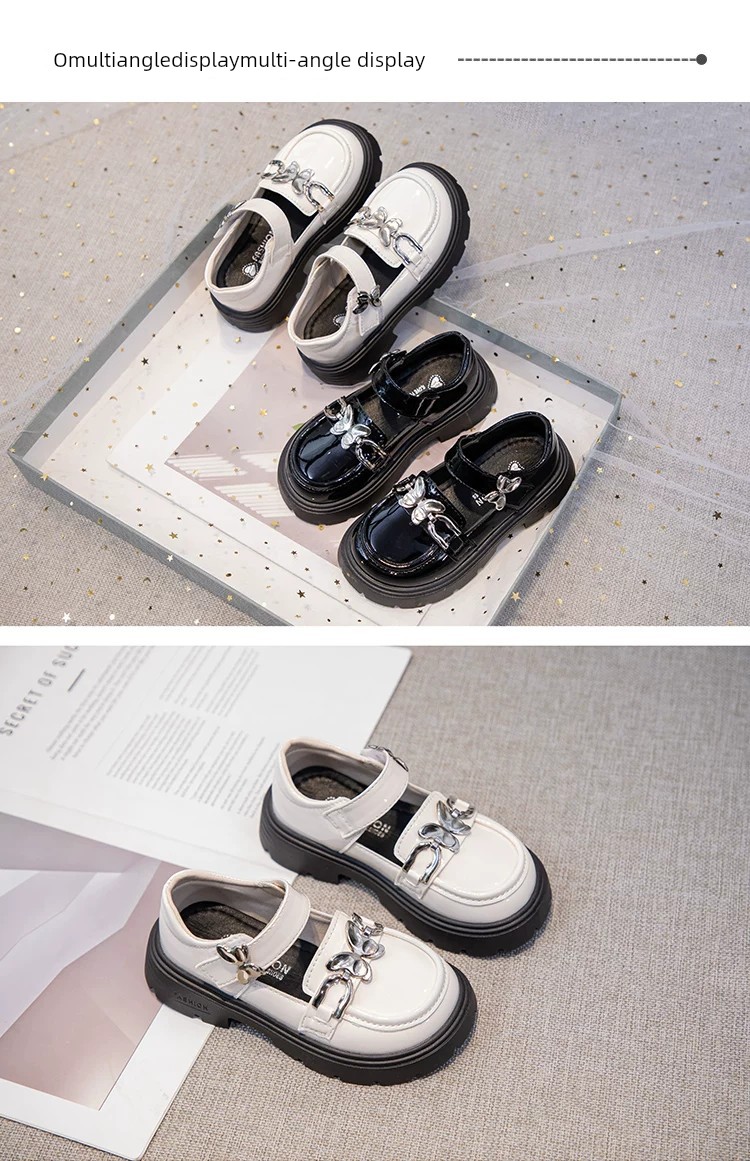 Black Leather Shoes for Girls, College Style, Height-Increasing, Versatile, British Style, Comfortable, Thick-Soled, Round-Toe, 2026 New Model — 11