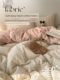 French striped bed sheet four-piece set wash quilt cover single student dormitory bed three-piece set part-of-all cotton pure cotton