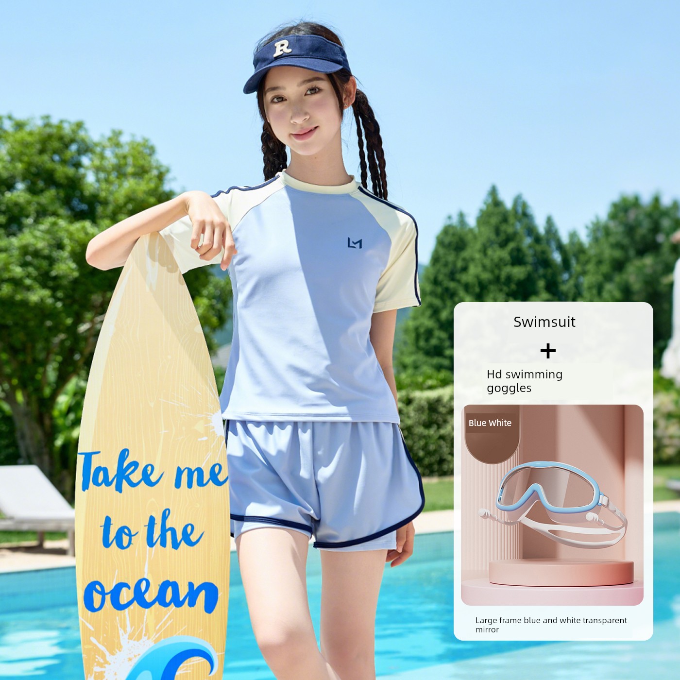 Girls' Swimsuit 2026 New Summer Model for Junior High School Girls with Chest Pads, Quick-Drying Two-Piece Swimwear for Older Children — 6