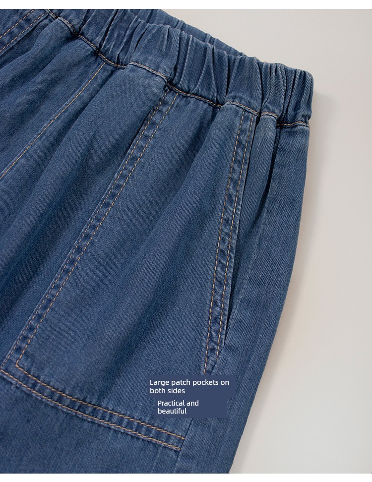 Soft Girls' Lyocell Cotton-Feel Denim Shorts, Loose Thin Denim Mid-Length Pants, 2026 Summer Style, Casual Pants for Older Children — 21