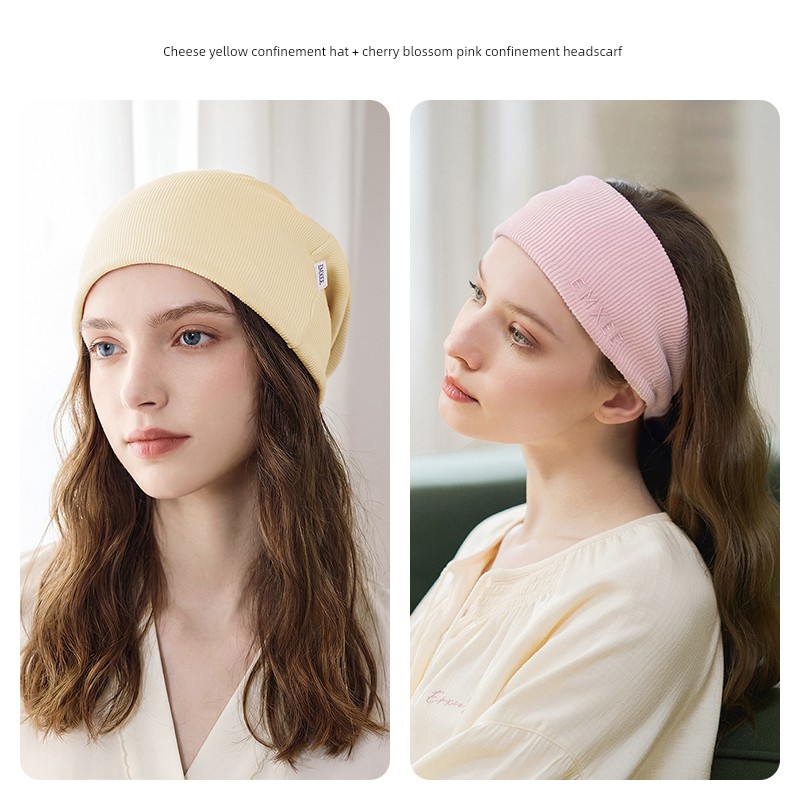 Manxi Bamboo Fiber Postpartum Headscarf for Pregnant Women, Windproof Head Protection, Solid Color Postpartum Headband, Non-Tightening after Delivery — 4