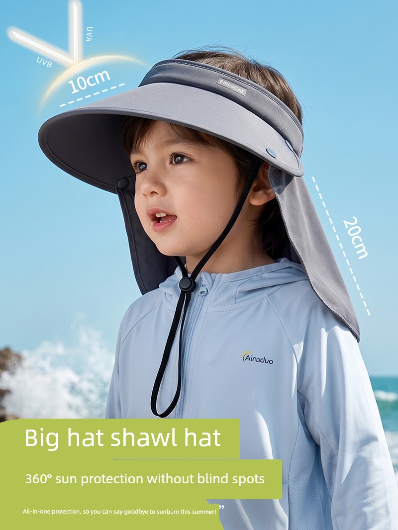 Parent-Child Children's Sun Protection Hat, Summer Boys' Hat, Baby Sun Hat, Open-Top Girls' Hat with Neck Protection, Ic — 2