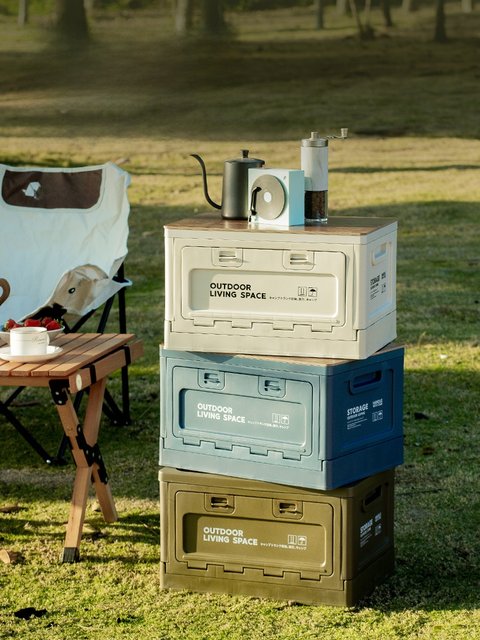 Camping outdoor picnic large capacity car trunk storage box foldable side door multi-function storage box