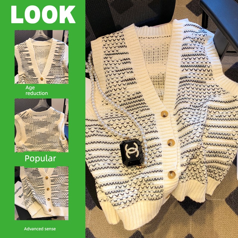 frontline brand Label cutting Women's wear major suit foreign trade Export Orphan Sample clothes Autumn and winter Overlapping wear V-neck Vest knitting Cardigan