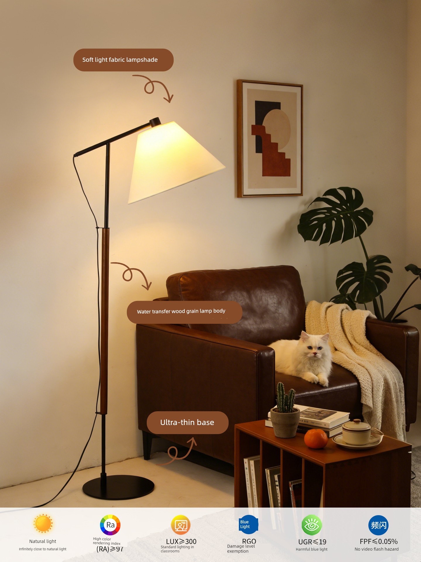 Floor Lamp for Living Room Sofa, Ambiance Light, Vintage Study Floor Lamp, American Retro Bedroom Bedside Lamp E002