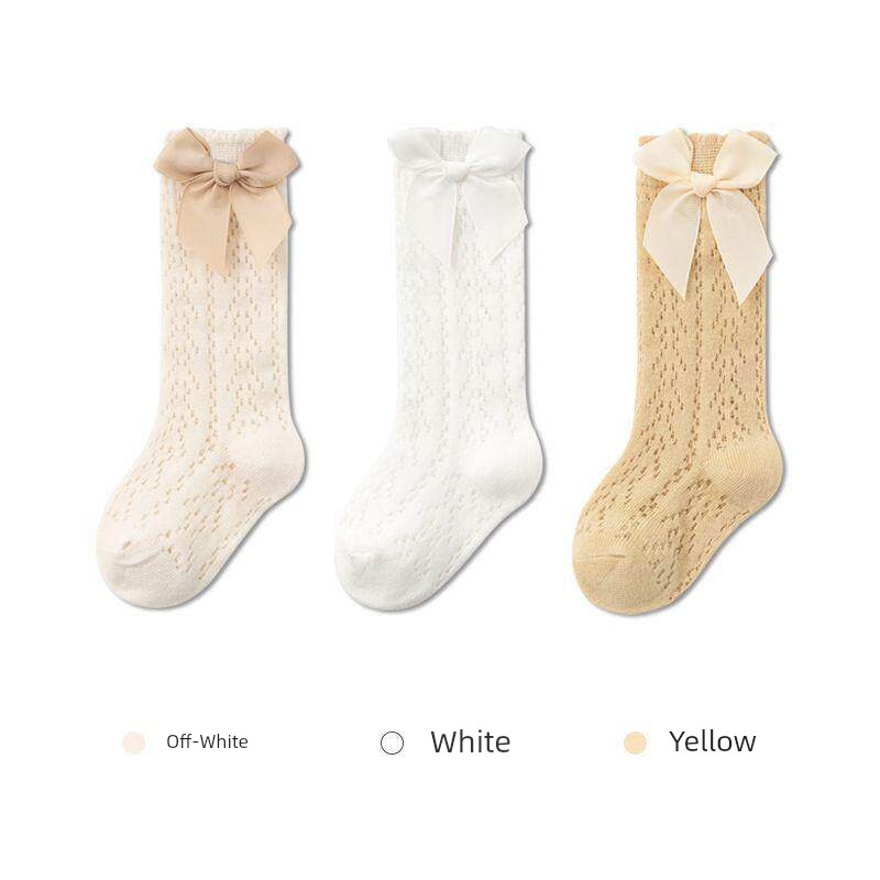 Baby Socks for Girls, Summer Mesh Breathable Bowknot Cute Anti-Mosquito Socks, Over-The-Knee Loose Fit That Doesn'T Squeeze the Legs — 6