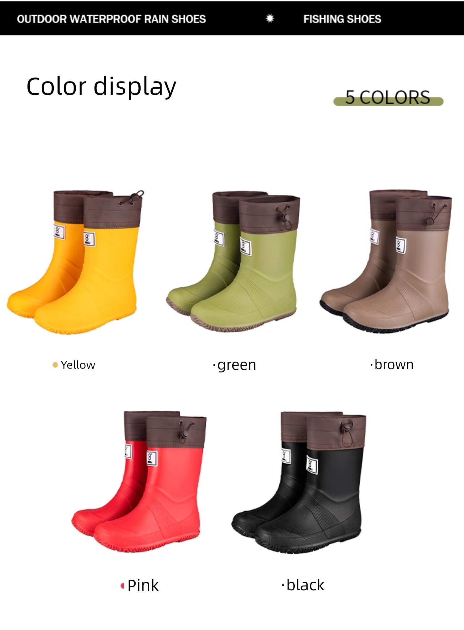 Children's Lightweight Rain Boots, Foldable Rain Boots for Men and Women, Couple's Rain Boots for Rainforest Hiking, Non-Slip Waterproof Shoes, Mid-High — 10