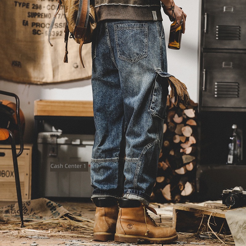 Pounds American style Chaopai work clothes autumn Stone mill Jeans