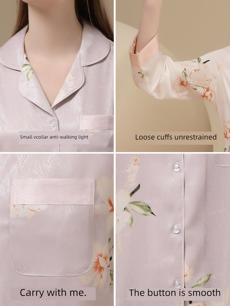 female spring and autumn silk Advanced sense mom summer pajamas