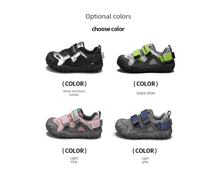 Dickies Kidsren's Sports Shoes New Style Medium and Large Kidsren's Velcro Anti-Slip Outdoor Hiking Shoes Soft-Soled Running Shoes — 8