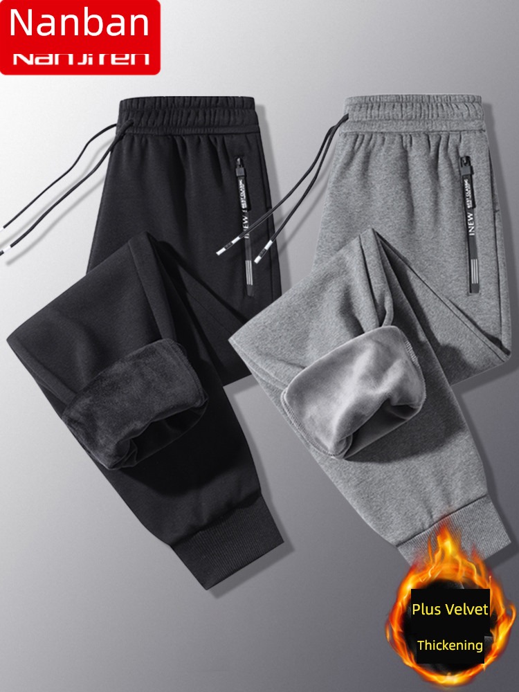 NGGGN Plush thickening keep warm Men's style leisure time sweatpants