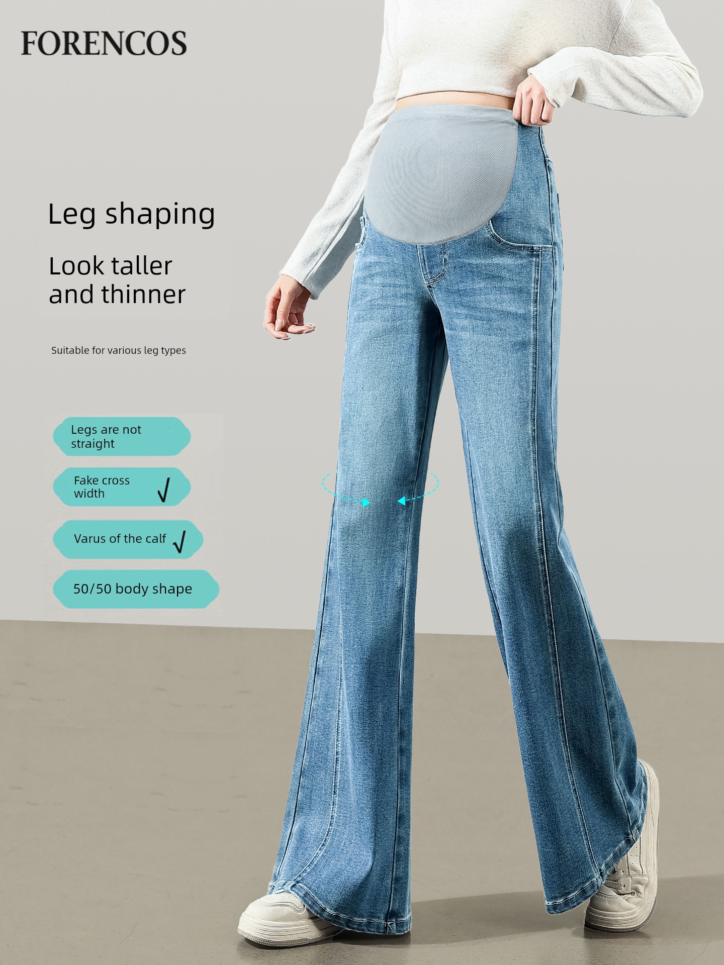 Maternity Jeans for Autumn, Flared Pants, 2026 New Style, Long Pants, Wide-Leg Pants, Belly Support, Slimming, Flared Pants for Women — 5