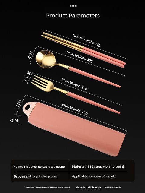 316 stainless steel chopsticks and spoon set portable tableware three-piece set for fork single student cute storage box