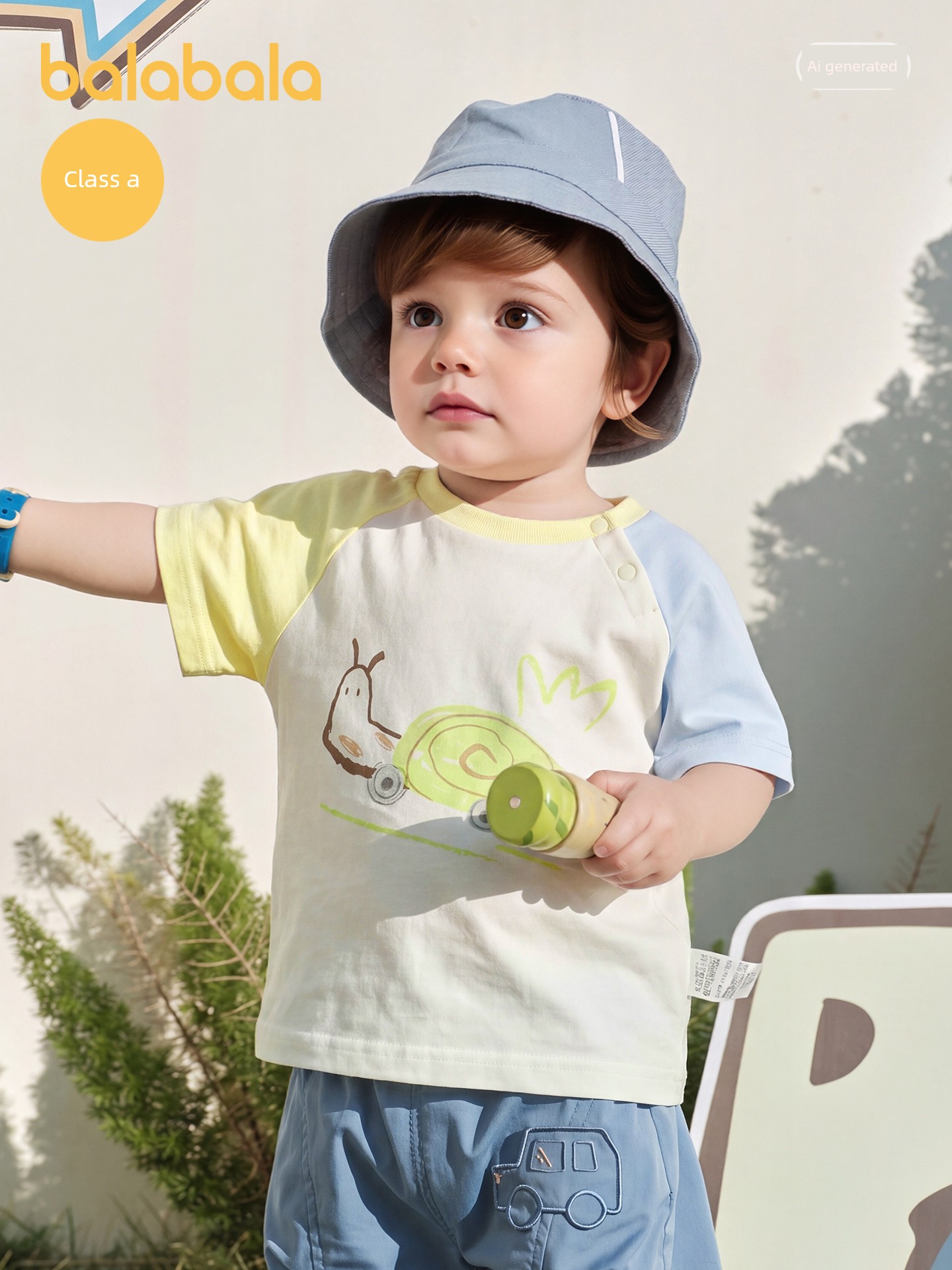 [Same Style as in the Mall] Balabala Children's Clothing Baby Short-Sleeved T-Shirt Kidsren's Boys' and Girls' Baby Tops Summer Wear
