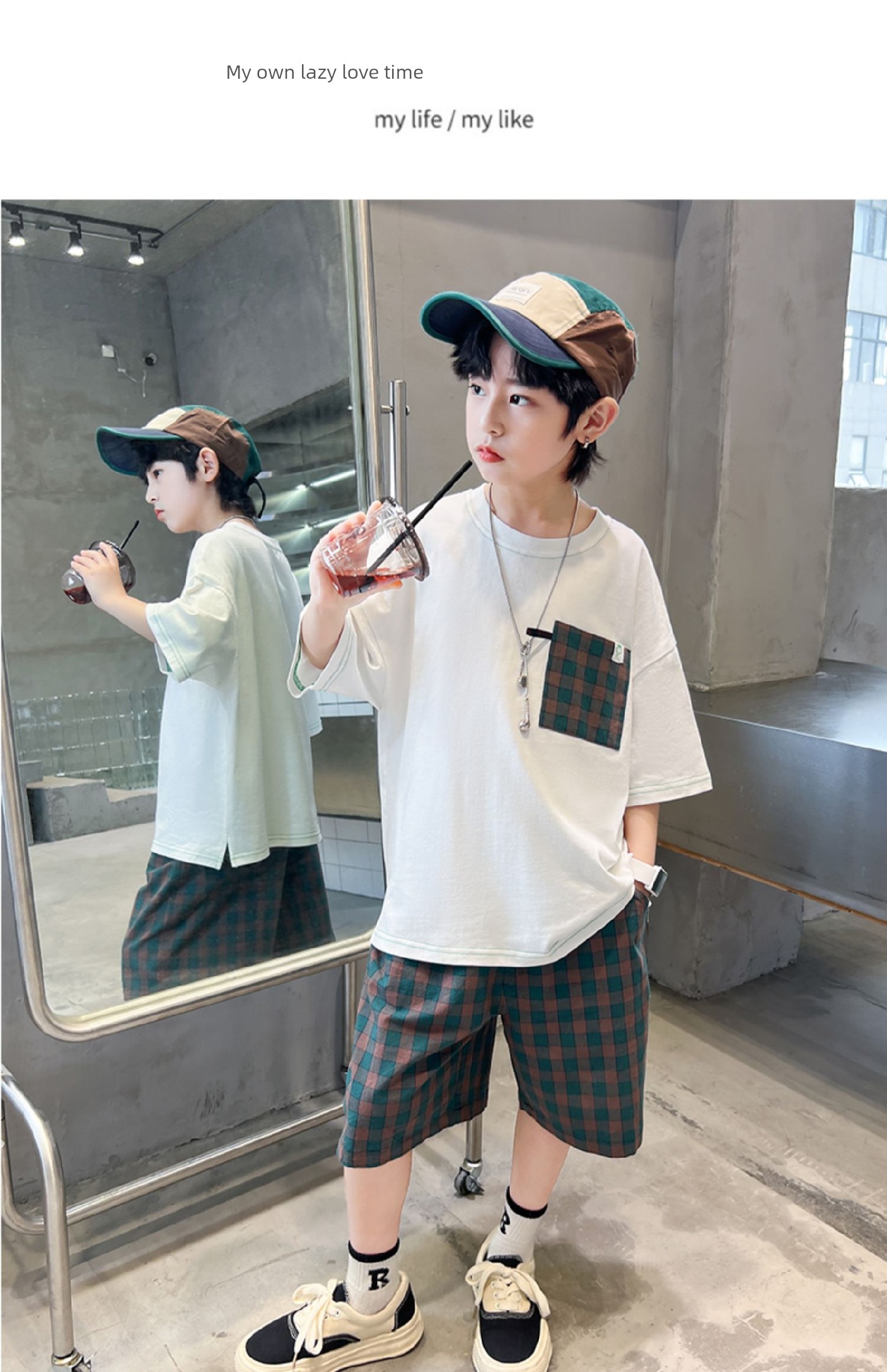 Boys' Summer Outfit 2026 New Style Summer Short-Sleeve Sportswear for Older Children, Fashionable and Trendy Two-Piece Set — 19