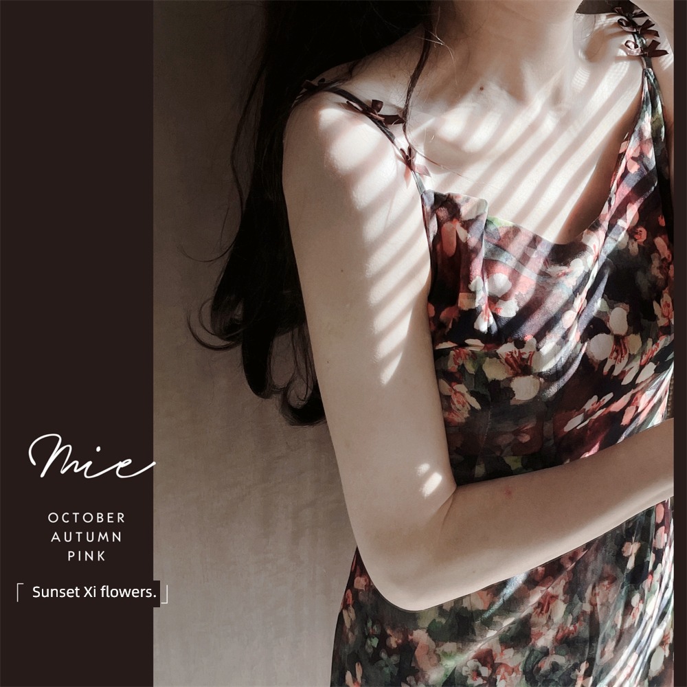 fall Japanese  oil Retro Self-cultivation Intellectuality long Dress