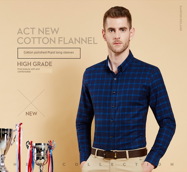 Broken code Clearance Sanding Long sleeve leisure time lattice shirt