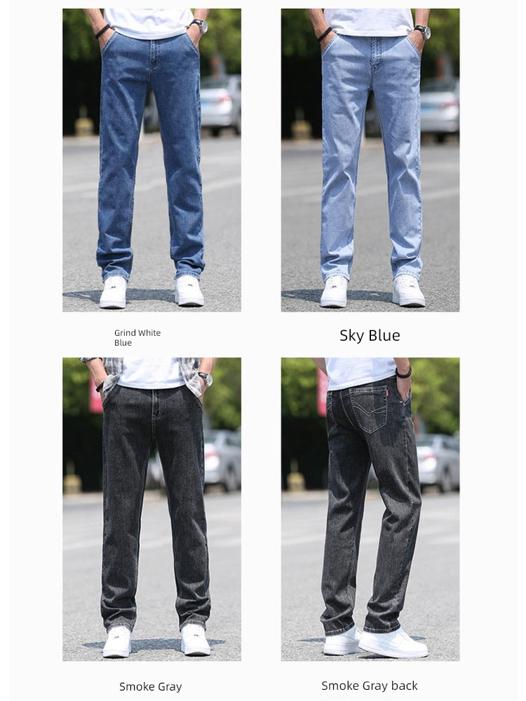 Chaopai Plush thickening elastic force spring and autumn man Jeans