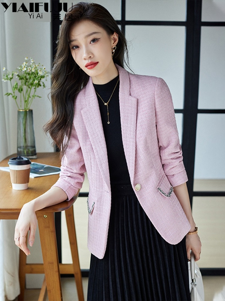 Little fragrance Autumn and winter Tweed leisure time suit loose coat