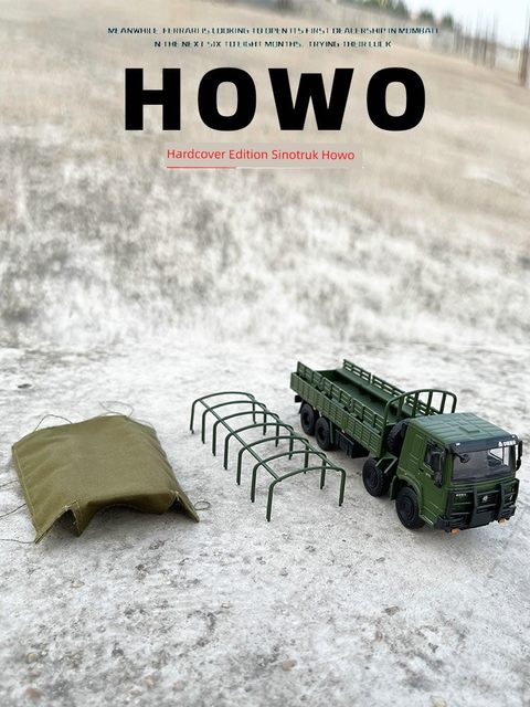JKM1/64 Howo 8X8 integrated metal car model balance shaft military truck toy car collection gift ornaments