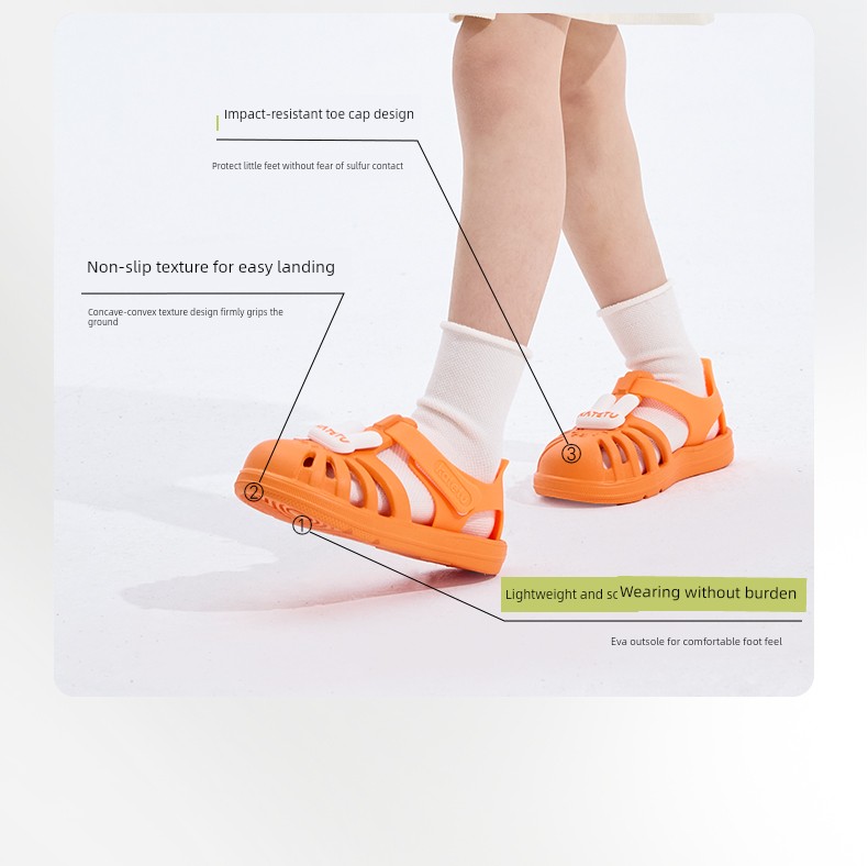 Carter Rabbit Children's Beach Sandals, Non-Slip, Wear-Resistant, Quick-Drying, Multi-Dimensional Cutouts, Normal Arch Support, Comfortable, Safe, Soft — 3