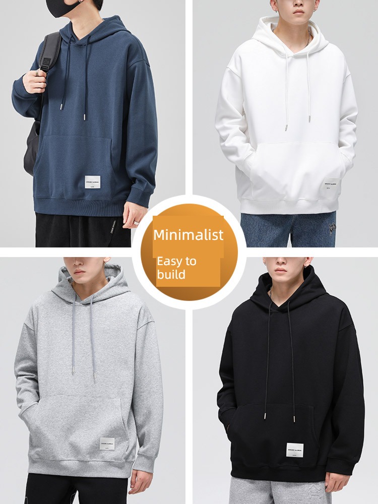 Sweater man Autumn and winter Chaopai easy Hooded leisure time Put on your clothes winter thickening keep warm Pounds Long sleeve loose coat
