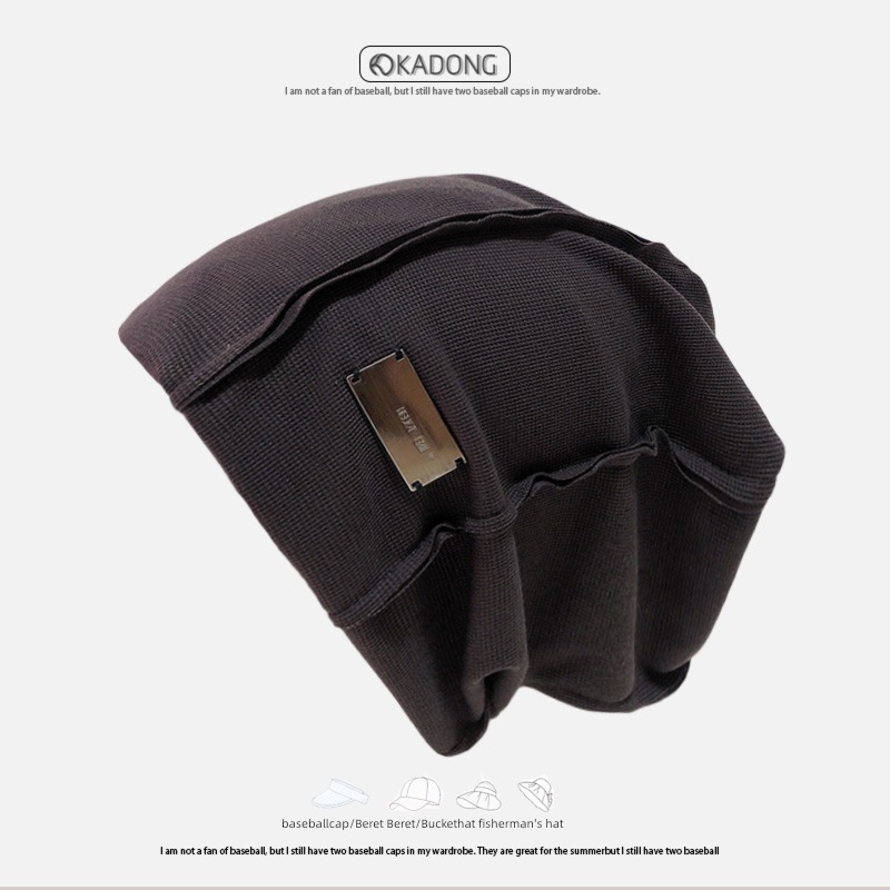 winter Tide money Big head circumference spring and autumn dark grey male Confinement cap