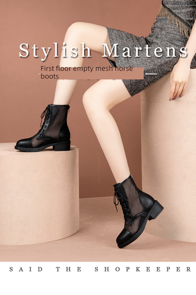 summer Thin money Gauze Sandals Hollow out genuine leather Martin boots