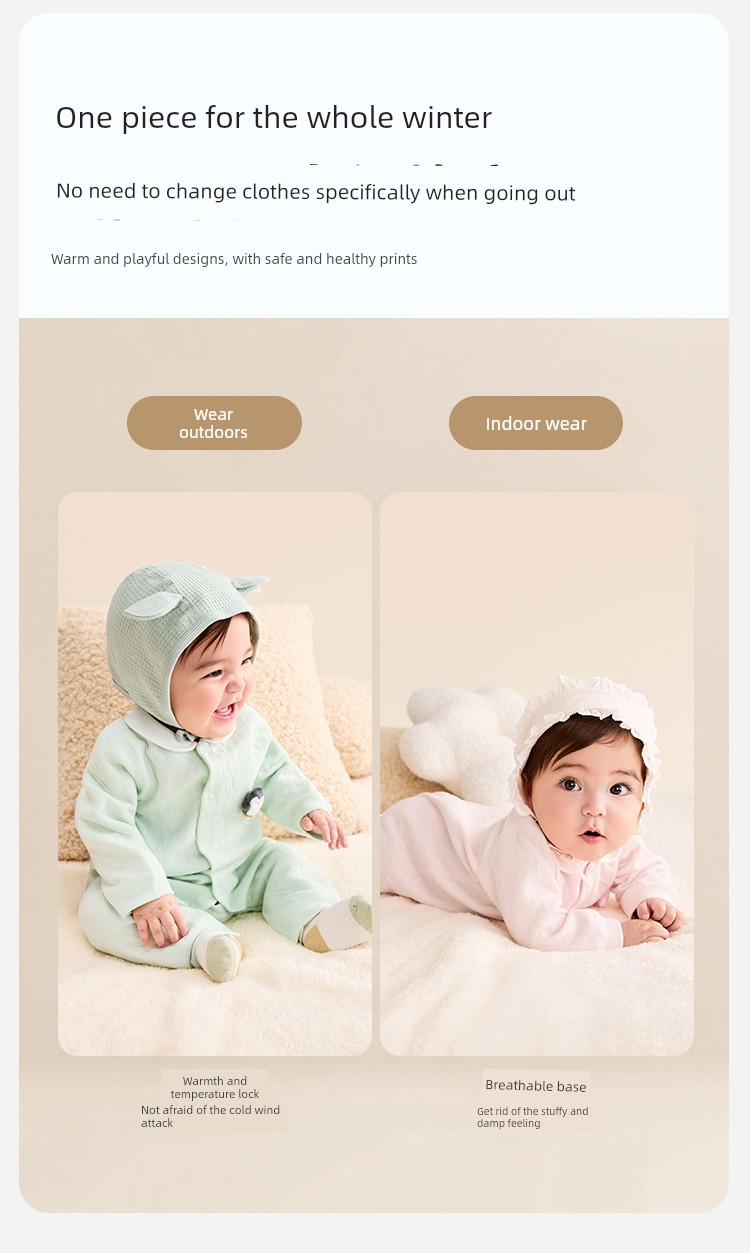 Balabala Children's Clothing Newborn Baby Clothes Full-Month Baby Jumpsuit Infant Romper Bodysuit Autumn and Winter Outfit — 12