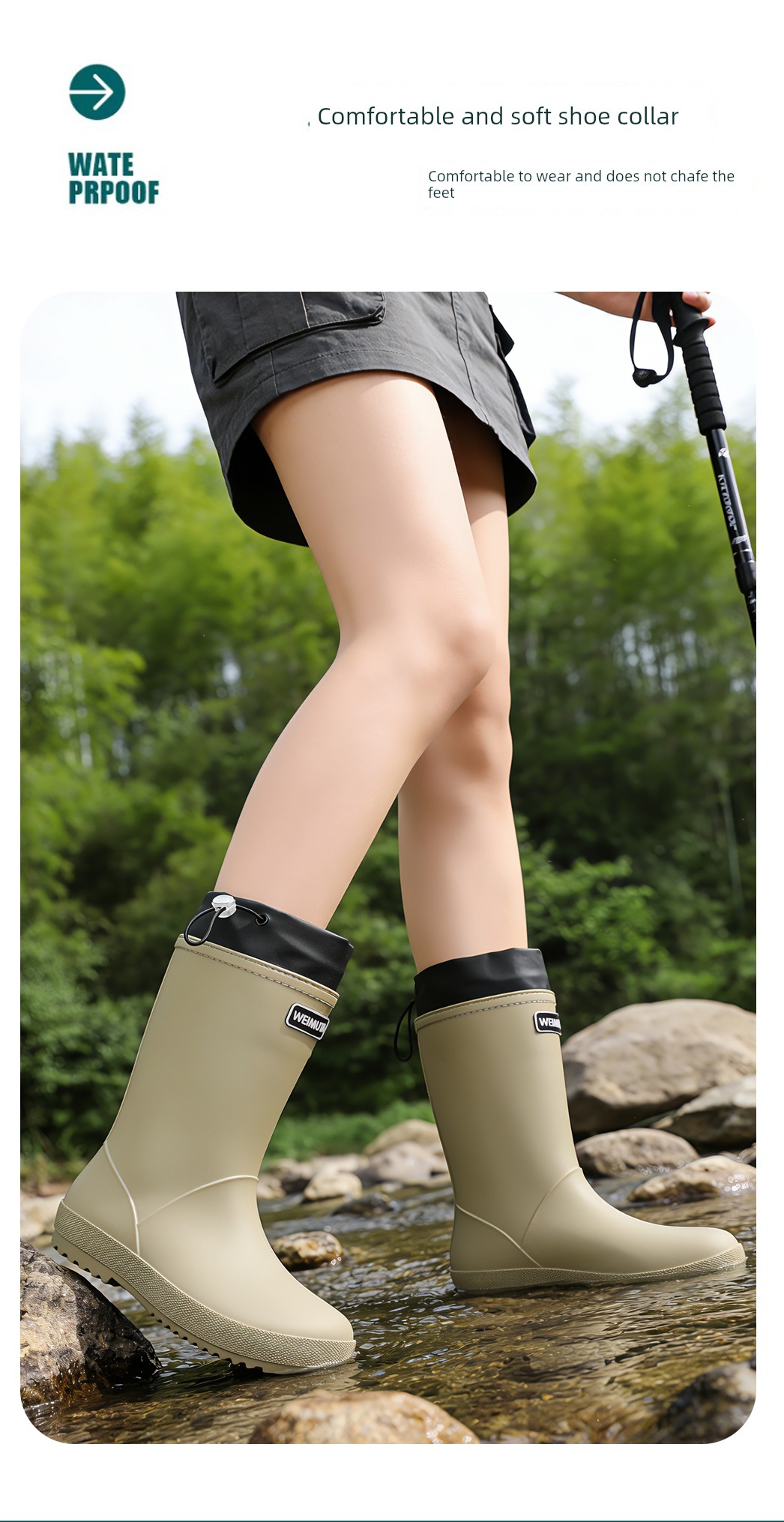 Children's Family Outdoor Rain Boots, Unisex Waterproof Ankle Boots with Anti-Slip Soles, Casual Hiking Water Boots, Rubber Shoes — 14