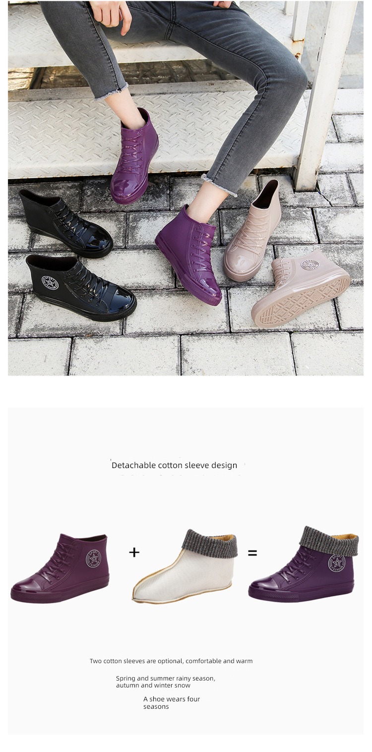 fashion Short tube rubber summer soft ma'am Rain shoes