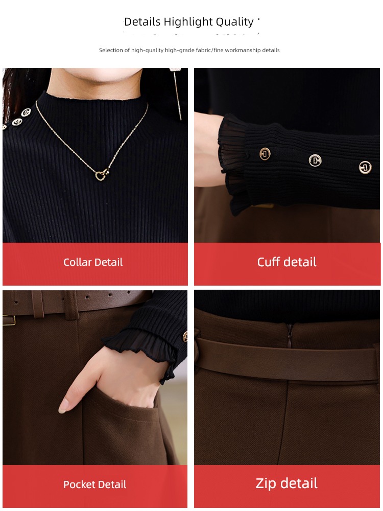 Autumn and winter Dress temperament Age reduction Half body Two piece set